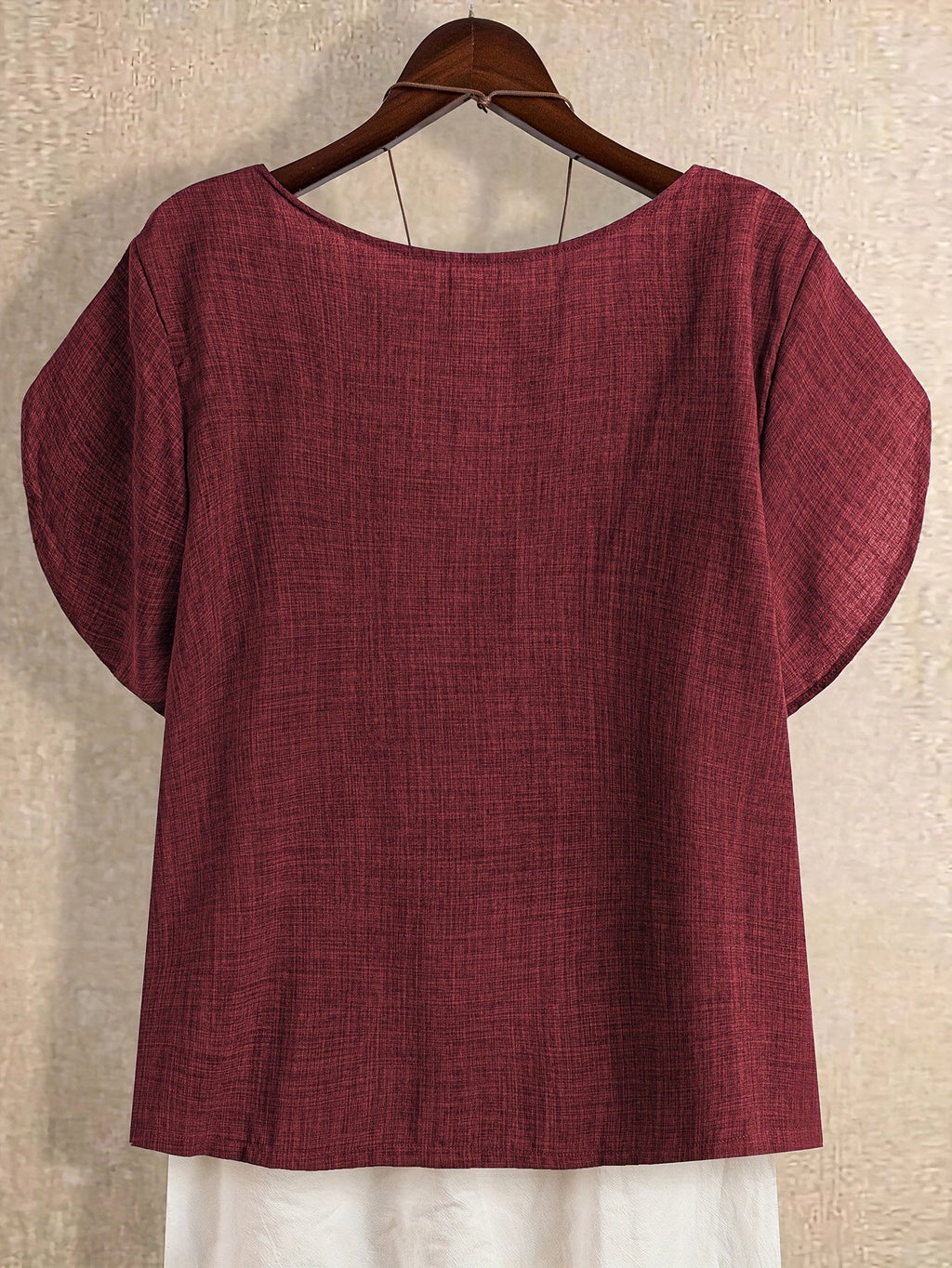 Women's Elegant Asymmetrical Neck Short Sleeve Blouse – Casual Loose Fit Top