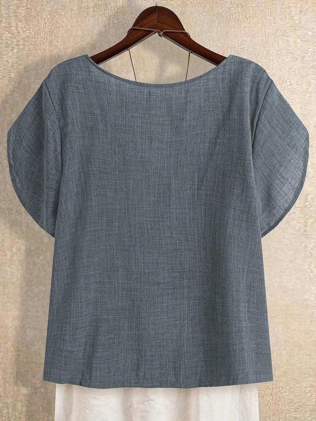 Women's Elegant Asymmetrical Neck Short Sleeve Blouse – Casual Loose Fit Top