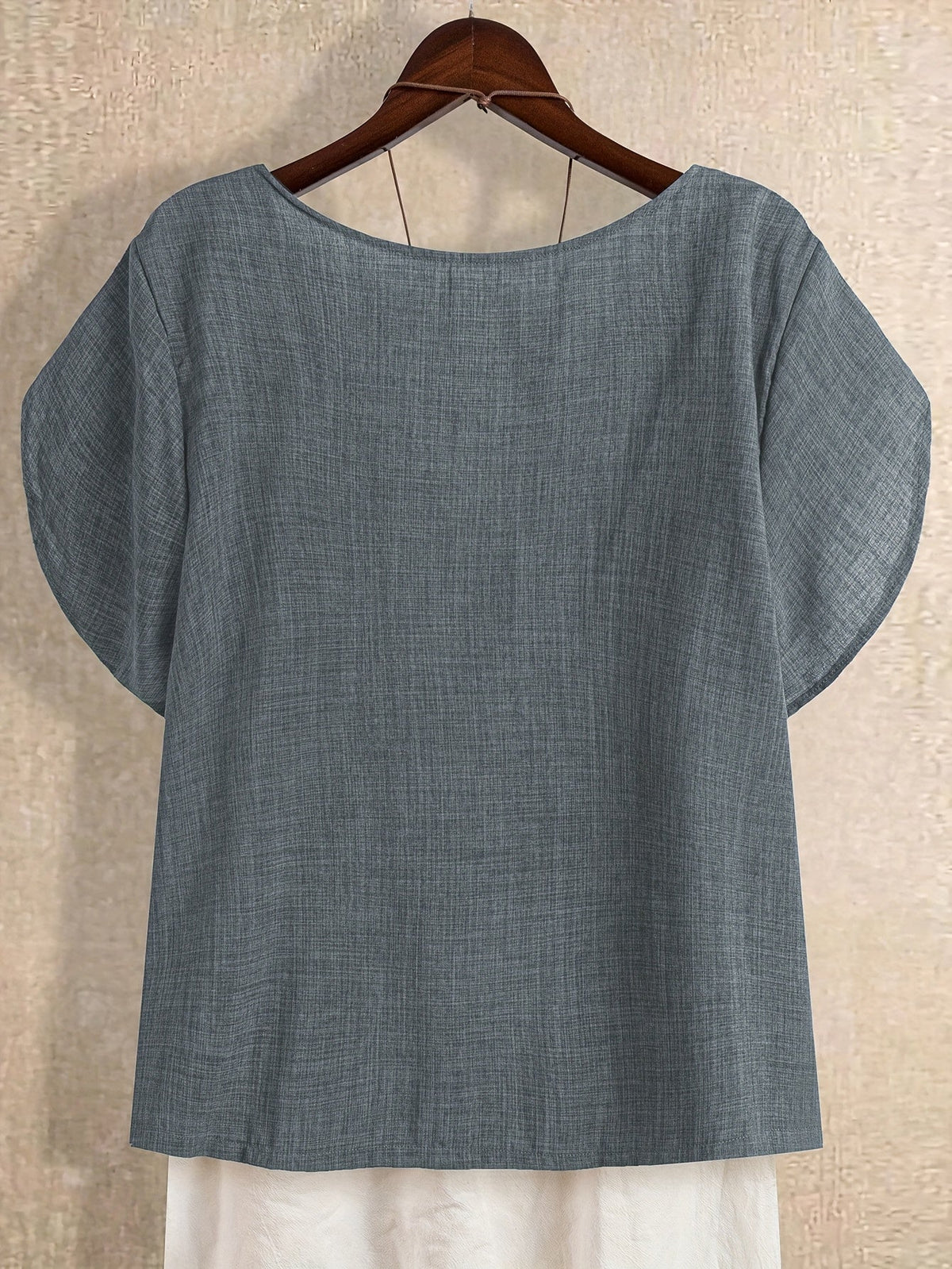 Women's Elegant Asymmetrical Neck Short Sleeve Blouse – Casual Loose Fit Top