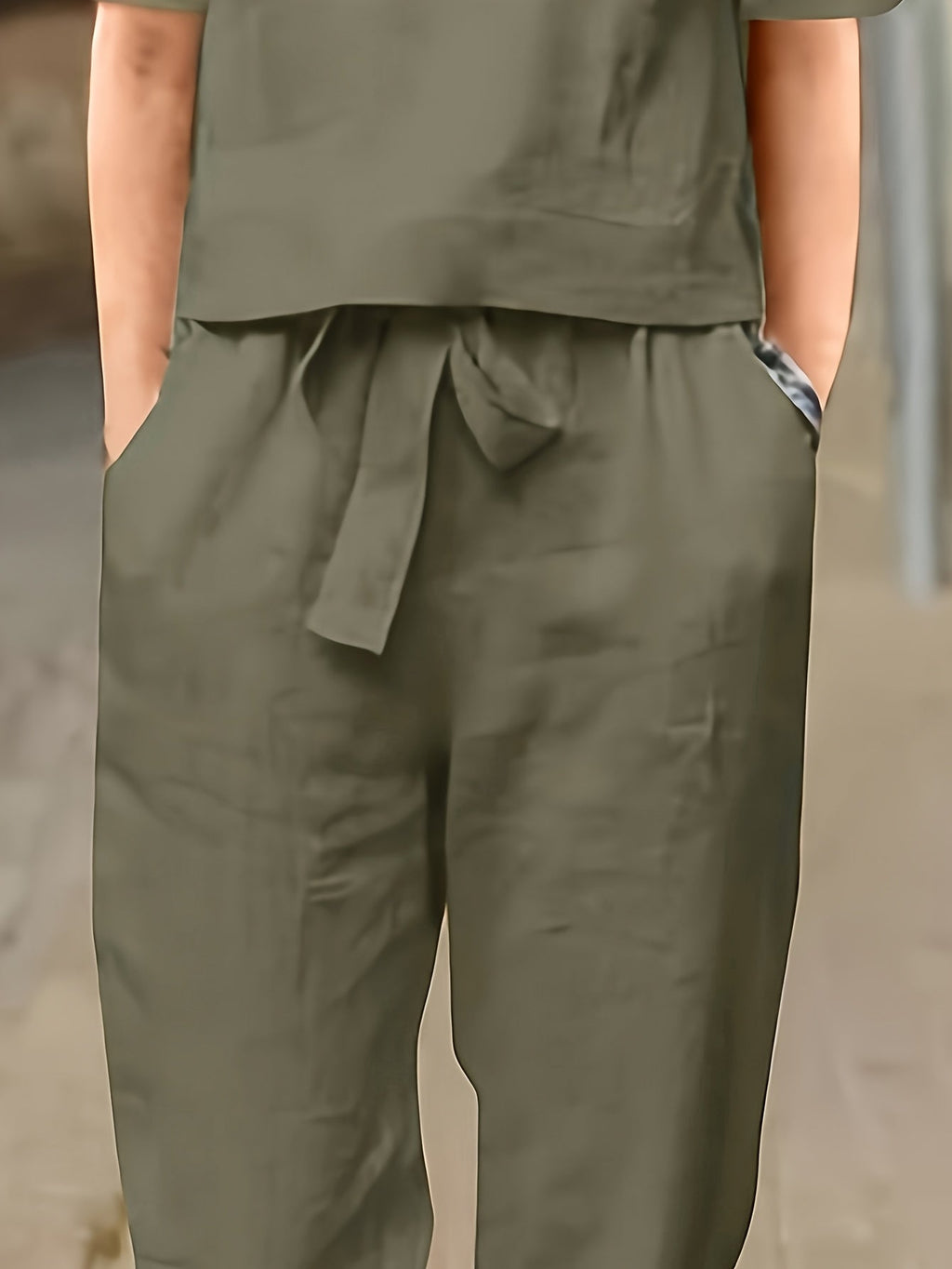Women's Casual Two-Piece Outfit – Short Sleeve Top & Wide Leg Pants Set