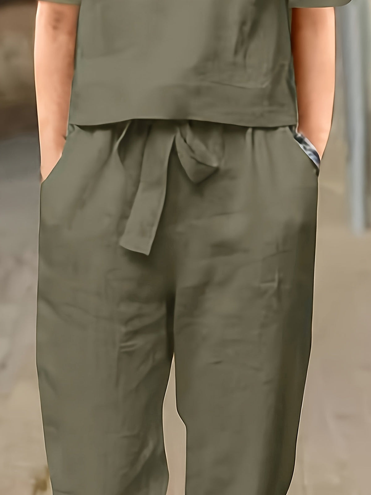 Women's Casual Two-Piece Outfit – Short Sleeve Top & Wide Leg Pants Set