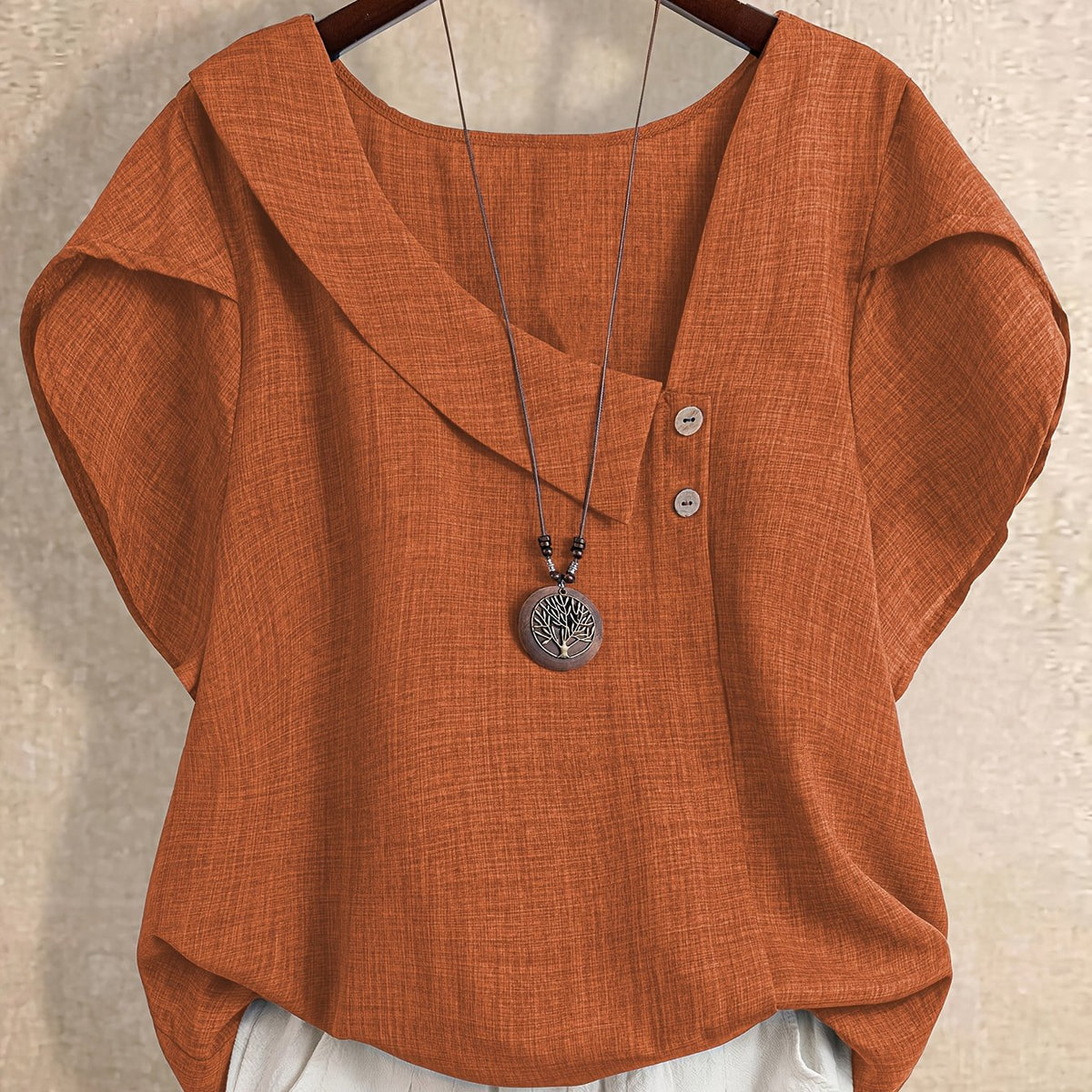 Women's Elegant Asymmetrical Neck Short Sleeve Blouse – Casual Loose Fit Top