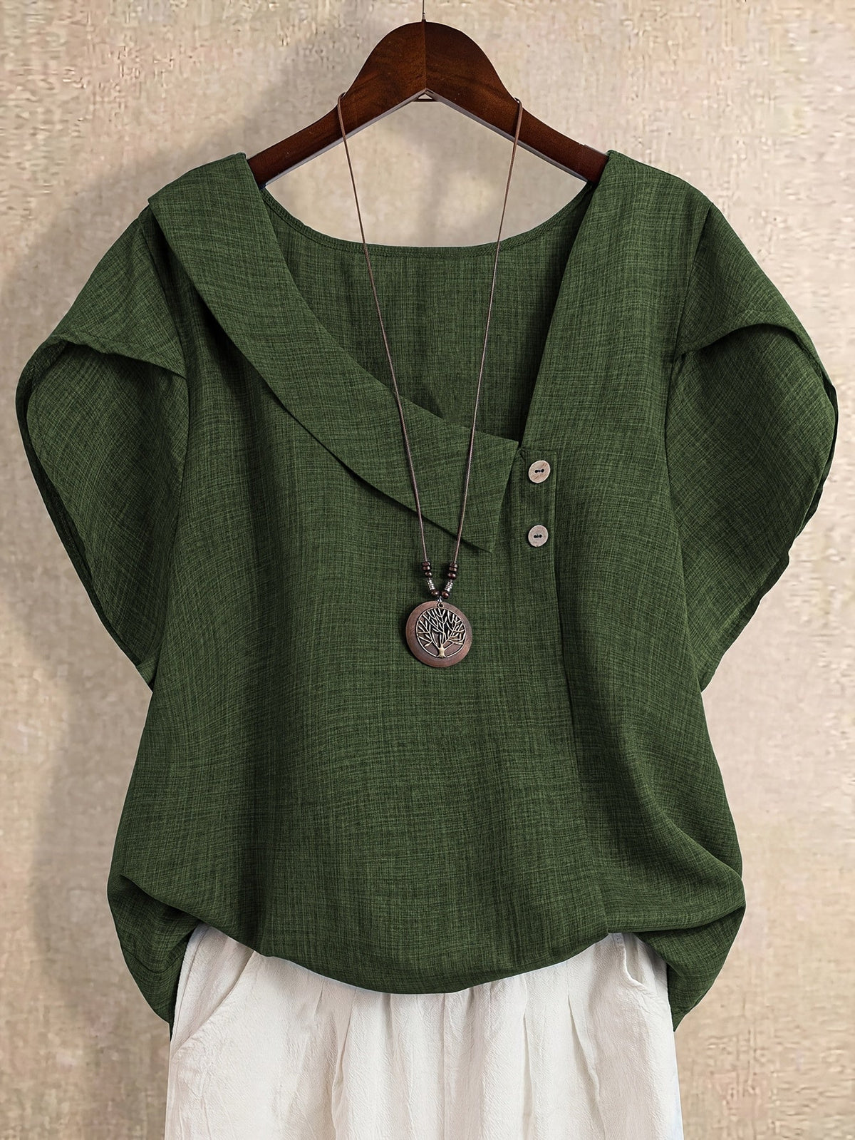 Women's Elegant Asymmetrical Neck Short Sleeve Blouse – Casual Loose Fit Top